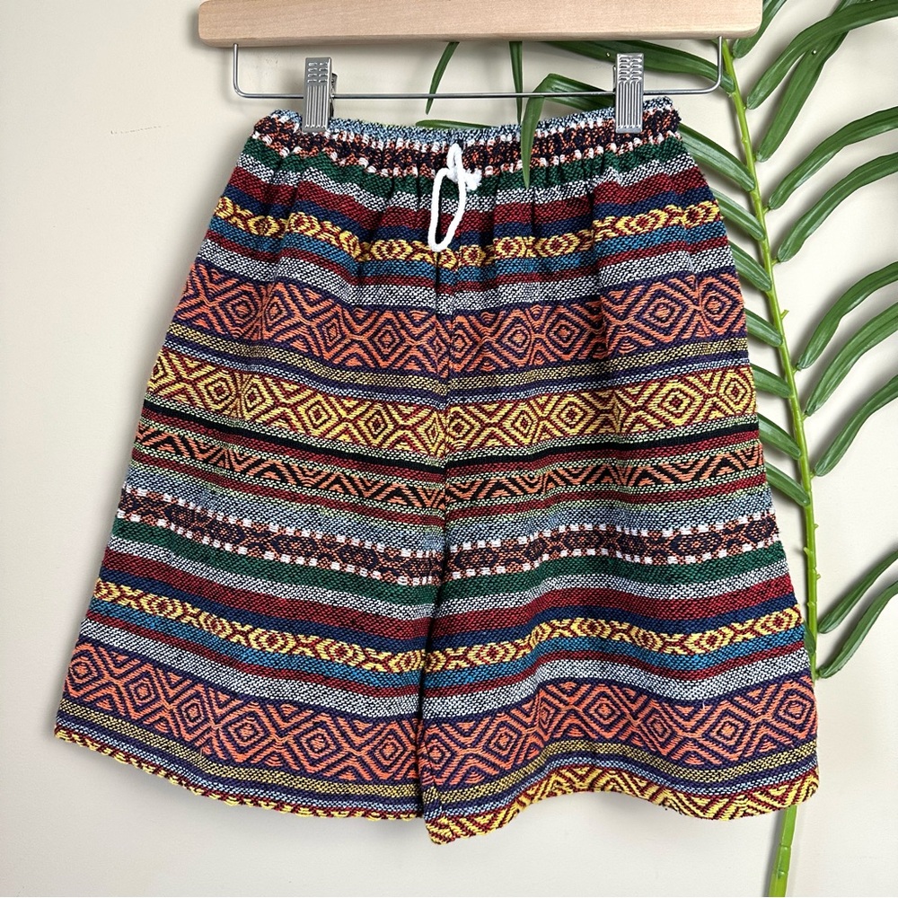 Vintage Woven Cotton Abstract Colorful Shorts